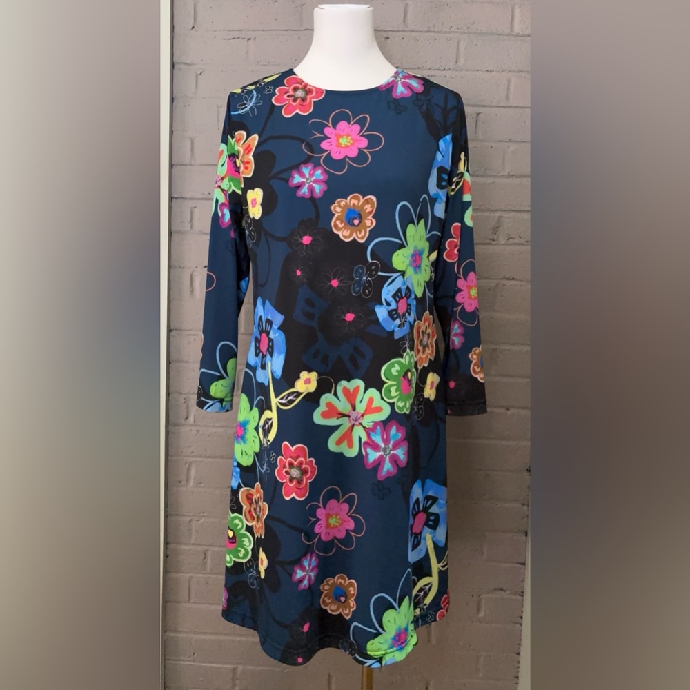 Sara Campbell Vibrant Floral Long Sleeve Dress L